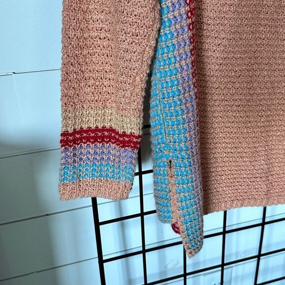 Baja Hooded Knit Summer Sweater Womens M Peach Beach Surf Boho Hippie - Picture 5 of 11